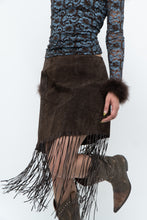 Load image into Gallery viewer, Vintage x Brown Suede Asymetric Fringe Skirt (M)