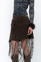 Load image into Gallery viewer, Vintage x Brown Suede Asymetric Fringe Skirt (M)