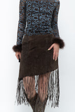 Load image into Gallery viewer, Vintage x Brown Suede Asymetric Fringe Skirt (M)