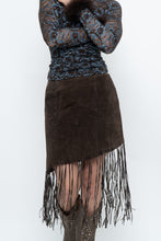 Load image into Gallery viewer, Vintage x Brown Suede Asymetric Fringe Skirt (M)