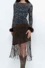 Load image into Gallery viewer, Vintage x Brown Suede Asymetric Fringe Skirt (M)