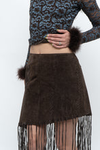 Load image into Gallery viewer, Vintage x Brown Suede Asymetric Fringe Skirt (M)