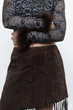 Load image into Gallery viewer, Vintage x Brown Suede Asymetric Fringe Skirt (M)