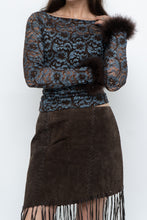 Load image into Gallery viewer, Vintage x Brown, Blue Lace Fitted Fur-trimmed Long Sleeve (XS, S)