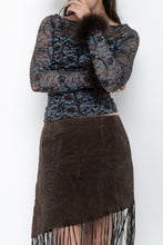 Load image into Gallery viewer, Vintage x Brown, Blue Lace Fitted Fur-trimmed Long Sleeve (XS, S)