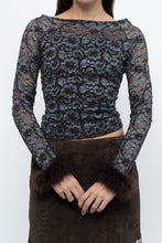 Load image into Gallery viewer, Vintage x Brown, Blue Lace Fitted Fur-trimmed Long Sleeve (XS, S)