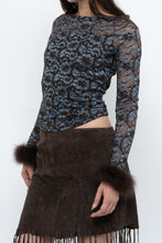 Load image into Gallery viewer, Vintage x Brown, Blue Lace Fitted Fur-trimmed Long Sleeve (XS, S)
