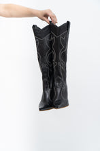 Load image into Gallery viewer, Vintage x Black Leather Embroidered Tall Heeled boot (8W)