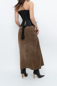 Vintage x Brown Suede Midi Skirt (S, M)