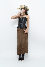 Load image into Gallery viewer, Vintage x Brown Suede Midi Skirt (S, M)