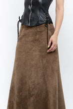 Load image into Gallery viewer, Vintage x Brown Suede Midi Skirt (S, M)