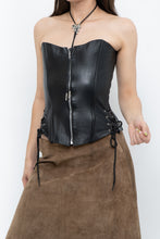 Load image into Gallery viewer, Vintage x Black Leather Side-Tie Corset (XS, S)