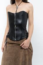 Load image into Gallery viewer, Vintage x Black Leather Side-Tie Corset (XS, S)
