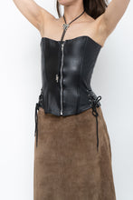 Load image into Gallery viewer, Vintage x Black Leather Side-Tie Corset (XS, S)