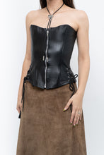 Load image into Gallery viewer, Vintage x Black Leather Side-Tie Corset (XS, S)