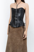 Load image into Gallery viewer, Vintage x Black Leather Side-Tie Corset (XS, S)
