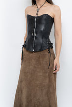 Load image into Gallery viewer, Vintage x Black Leather Side-Tie Corset (XS, S)