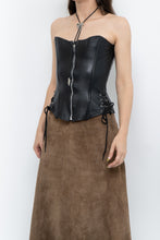 Load image into Gallery viewer, Vintage x Black Leather Side-Tie Corset (XS, S)