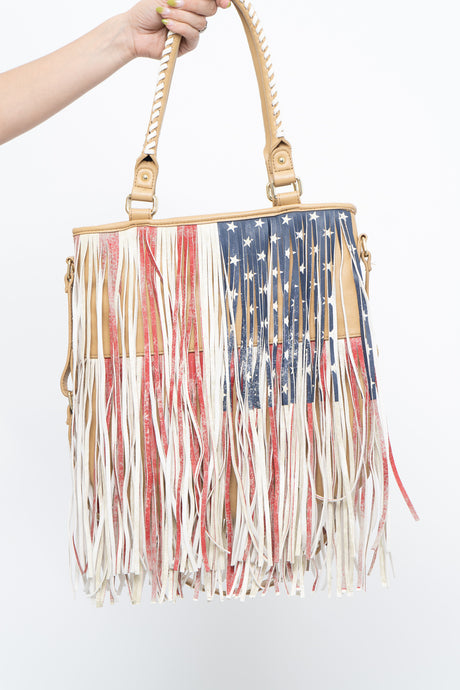 Modern x STEVE MADDEN Faux Leather USA Fringe Purse
