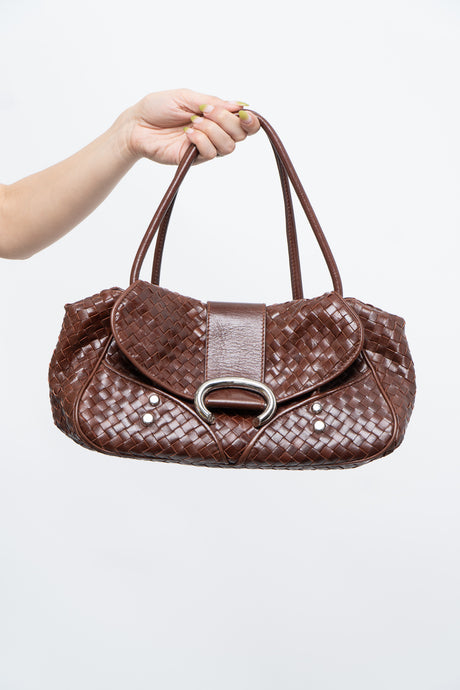 Vintage x Brown Woven Leather Purse