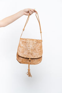 Vintage x 80S Genuine Croc Faded Leather Crossbody