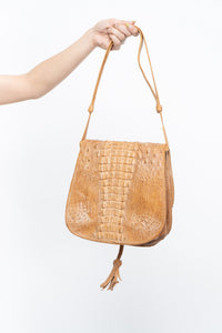 Vintage x 80S Genuine Croc Faded Leather Crossbody