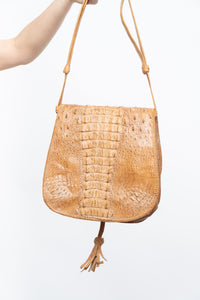Vintage x 80S Genuine Croc Faded Leather Crossbody