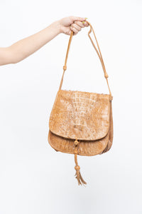Vintage x 80S Genuine Croc Faded Leather Crossbody