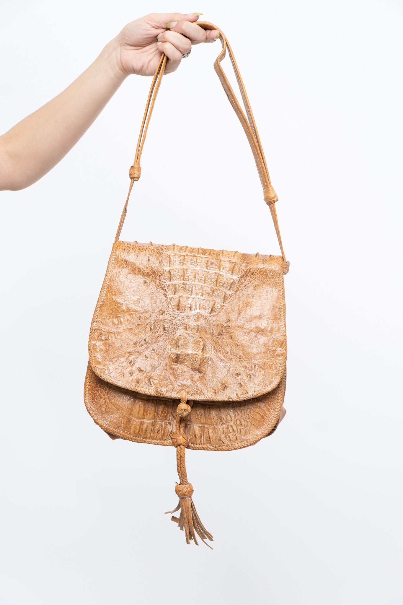 Vintage x 80S Genuine Croc Faded Leather Crossbody