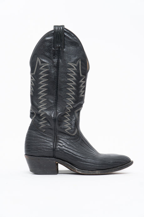 Vintage x BOULET CANADA Black Leather Embroidered Cowboy Boot (6.5M, 7.5-8W)