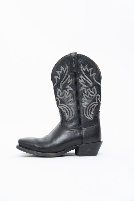 ARIAT x Black, White Embroidered Leather Cowboy Boot (8M, 9.5-10W)