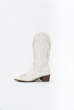 Load image into Gallery viewer, Modern x Faux Leather Cream Embroidered Cowboy Boot (8, 8.5W)