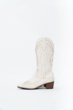 Load image into Gallery viewer, Modern x Faux Leather Cream Embroidered Cowboy Boot (8, 8.5W)