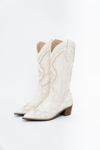Load image into Gallery viewer, Modern x Faux Leather Cream Embroidered Cowboy Boot (8, 8.5W)