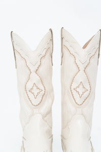 Modern x Faux Leather Cream Embroidered Cowboy Boot (8, 8.5W)