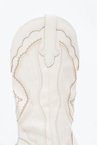 Modern x Faux Leather Cream Embroidered Cowboy Boot (8, 8.5W)