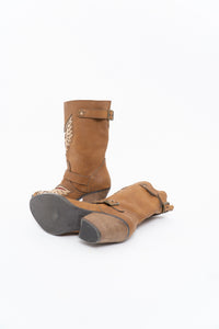 Modern x MOJO MOXY Brown Eagle Faux Leather Embroidered Cowboy Boot (8-9W)