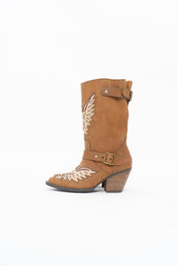 Modern x MOJO MOXY Brown Eagle Faux Leather Embroidered Cowboy Boot (8-9W)
