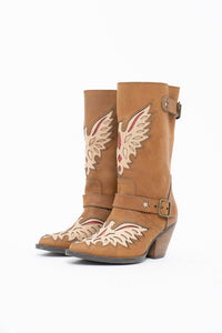 Modern x MOJO MOXY Brown Eagle Faux Leather Embroidered Cowboy Boot (8-9W)