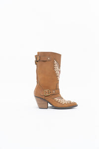 Modern x MOJO MOXY Brown Eagle Faux Leather Embroidered Cowboy Boot (8-9W)