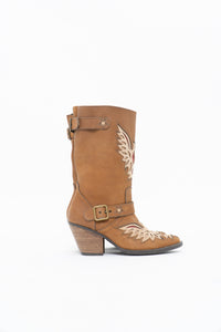 Modern x MOJO MOXY Brown Eagle Faux Leather Embroidered Cowboy Boot (8-9W)