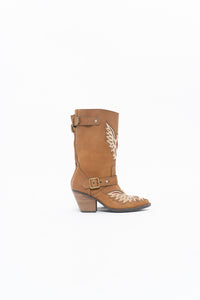 Modern x MOJO MOXY Brown Eagle Faux Leather Embroidered Cowboy Boot (8-9W)
