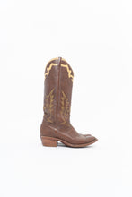 Load image into Gallery viewer, Vintage x BOULET Brown, Cream Leather Cowboy Boot (9, 9.5W)