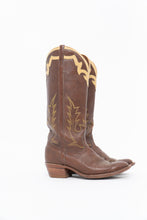 Load image into Gallery viewer, Vintage x BOULET Brown, Cream Leather Cowboy Boot (9, 9.5W)