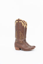 Load image into Gallery viewer, Vintage x BOULET Brown, Cream Leather Cowboy Boot (9, 9.5W)