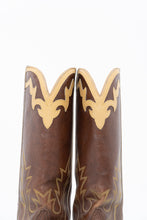 Load image into Gallery viewer, Vintage x BOULET Brown, Cream Leather Cowboy Boot (9, 9.5W)