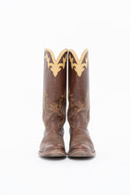 Load image into Gallery viewer, Vintage x BOULET Brown, Cream Leather Cowboy Boot (9, 9.5W)