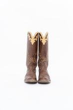 Load image into Gallery viewer, Vintage x BOULET Brown, Cream Leather Cowboy Boot (9, 9.5W)