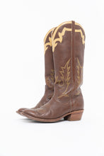 Load image into Gallery viewer, Vintage x BOULET Brown, Cream Leather Cowboy Boot (9, 9.5W)
