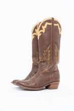 Load image into Gallery viewer, Vintage x BOULET Brown, Cream Leather Cowboy Boot (9, 9.5W)